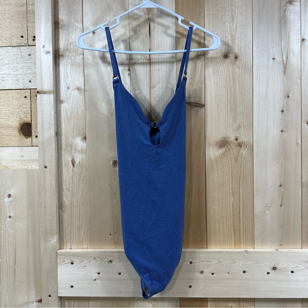 Aerie Offline Real Me One Piece Cheeky Swimsuit Womens XL Blue NWT